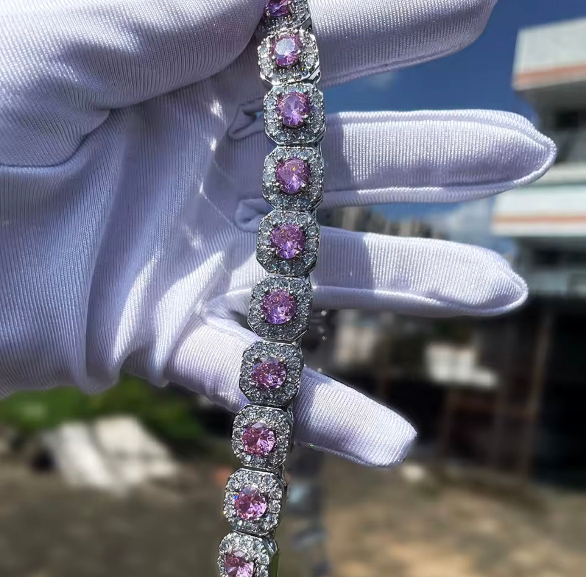 Azure Ice Cluster Bracelet