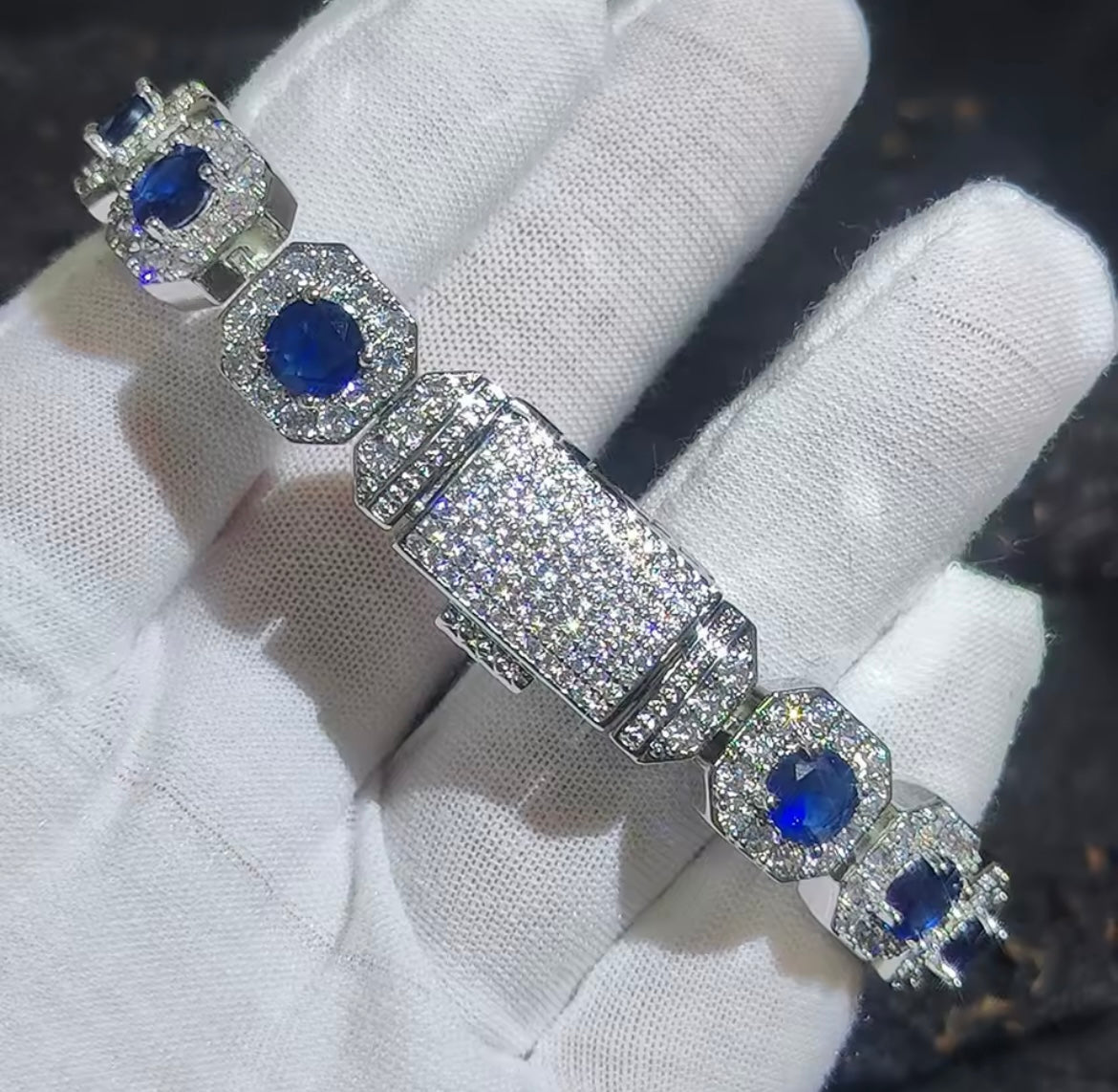 Azure Ice Cluster Bracelet