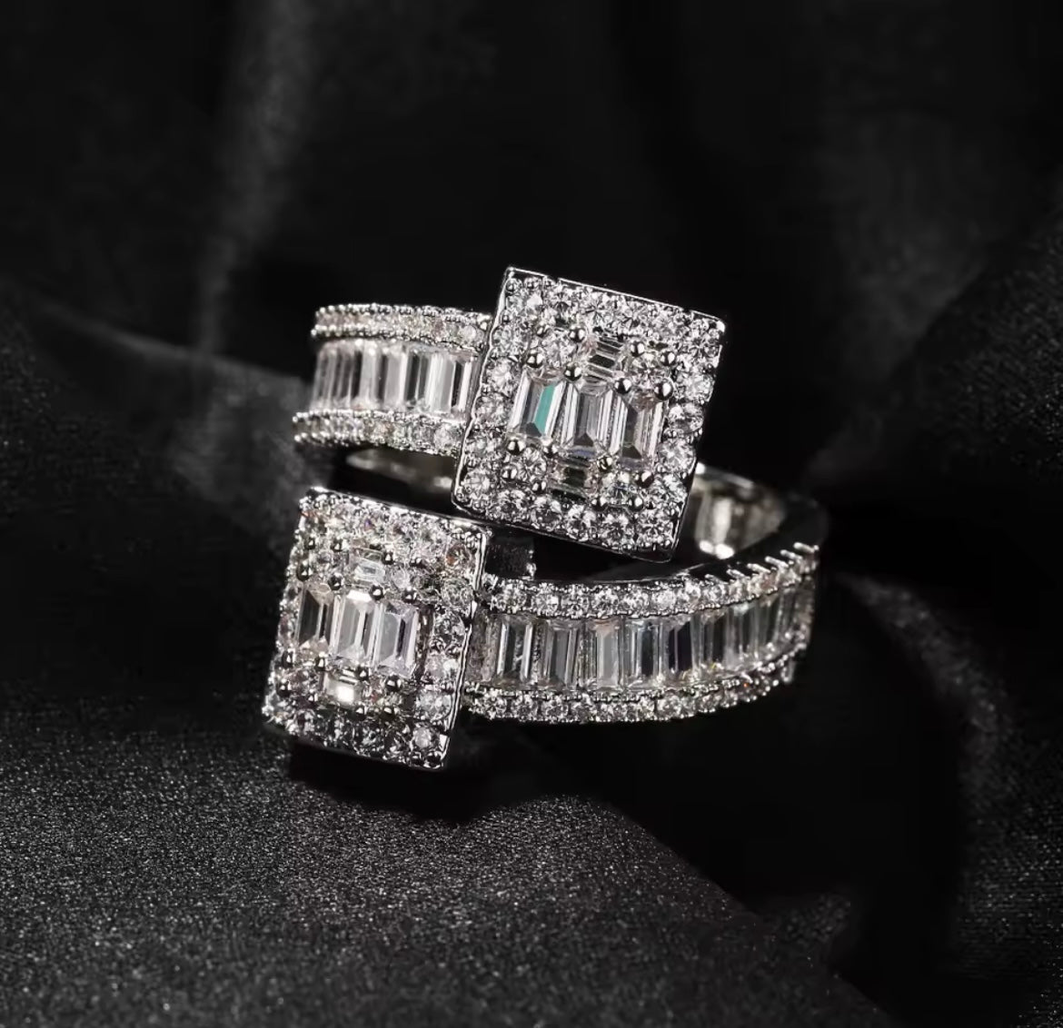 Royal Frosted Twin Square Baguette Ring