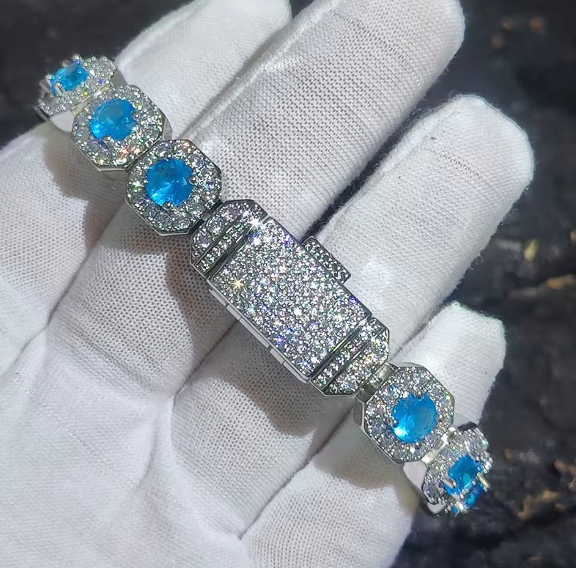 Azure Ice Cluster Bracelet